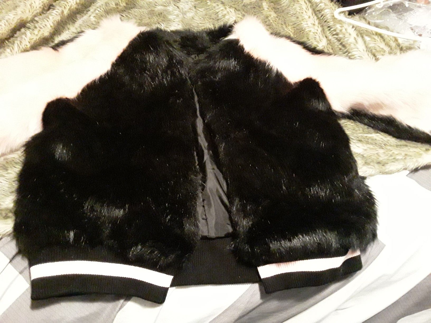 fur jacket (pink and black)