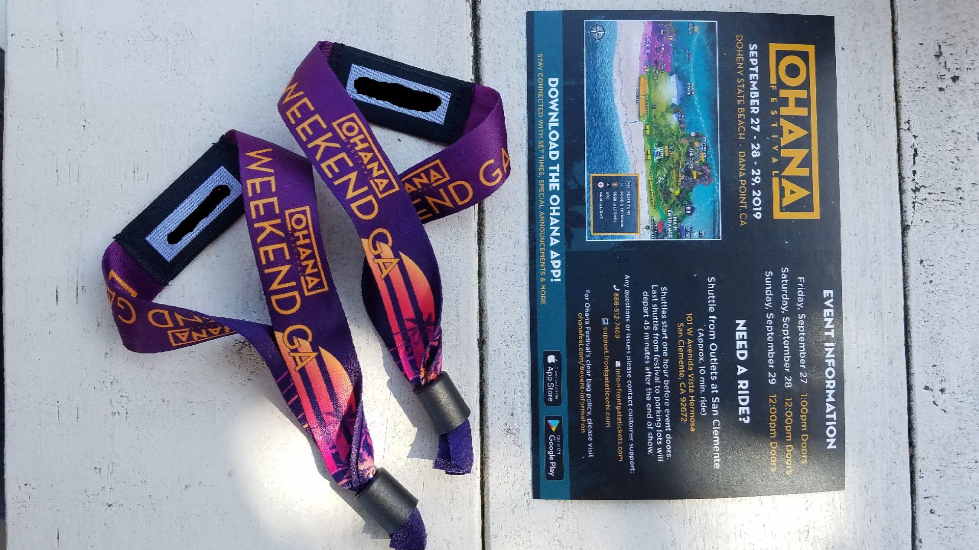Ohana Music Festival! I have 2 wristbands & both are 3 day passes