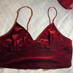 Elegant Velvet Bralette in Rich Burgundy, size xl
