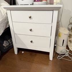 White 3 Drawer Nightstand
