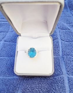 10k Gold, Lab Created Blue Topaz Ring
