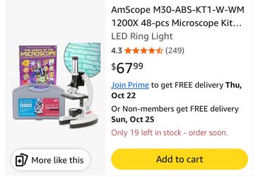 AmScope M30-ABS-KT1-W-WM 1200X 48-pcs Microscope Kit...