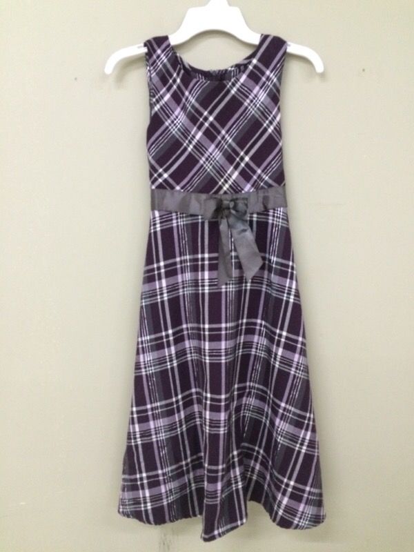 Sz 12 Bonney Jean purple/grey plaid dress