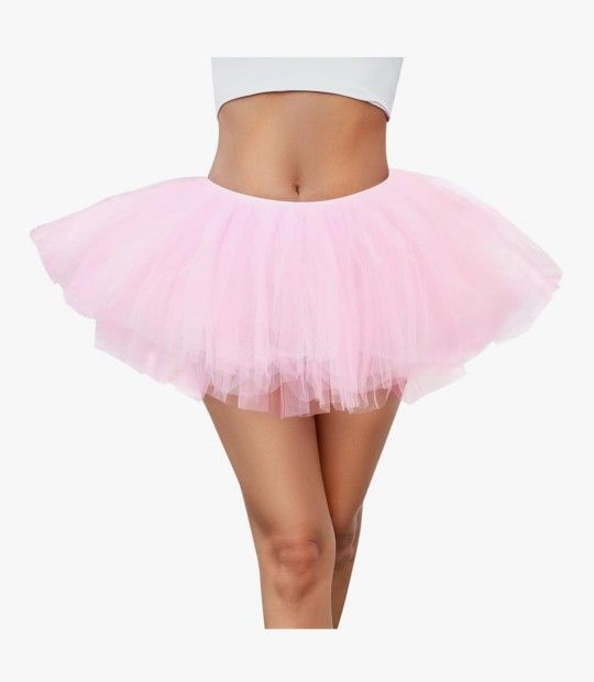 Women 5 Layers Tutu Fluffy Dance Ballet Bubble Skirt Puffy Elastic Tulle Short Skirts Halloween Christmas Costume