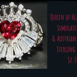 Simulated Ruby 'Queen of Hearts' Ring, Sz.10