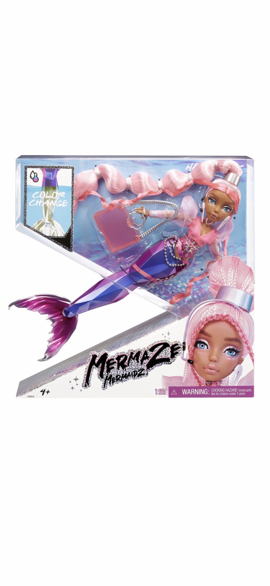 MERMAZE MERMAIDZ Color Change Harmonique Mermaid Fashion Doll with Designer Outfit & Accessories, Stylish Hair & Sculpted Tail, 