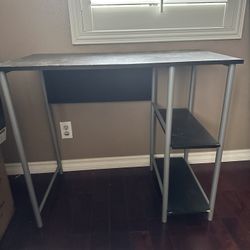 Small Black And Silver Computer Working Student Desk