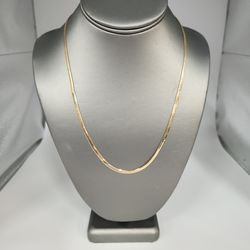 14K Yellow Gold Herringbone necklace 21" solid gold chain