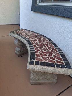 Garden patio heavy stone bench