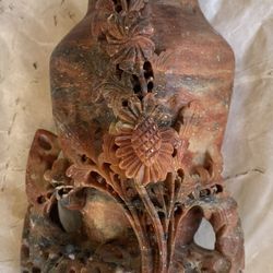 Antique Old Chinese Carved Stone Vase Likely From The Early 1900s