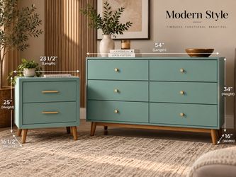 Mid-Century Modern Dresser and Nightstand Set