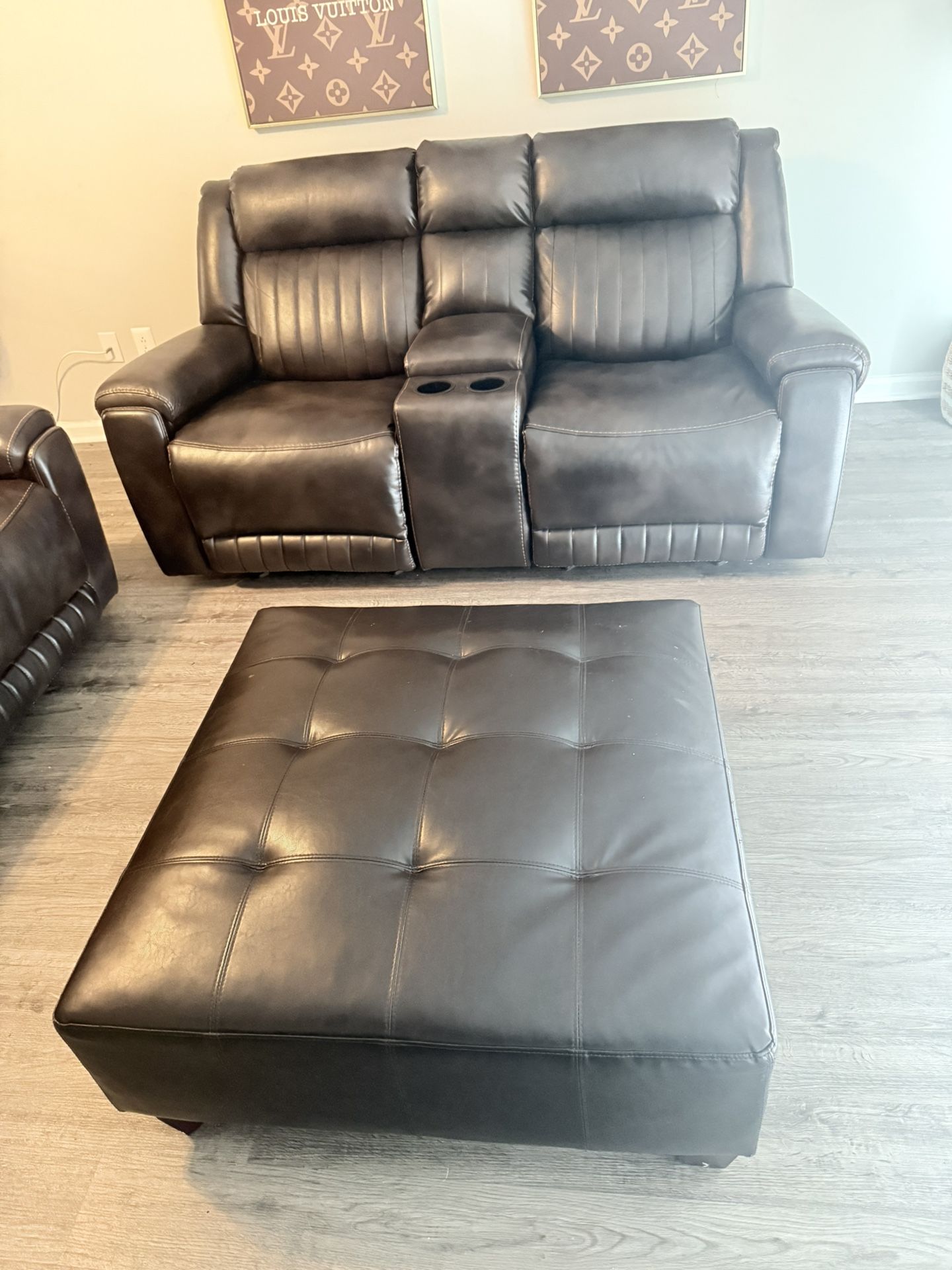 Brown Rocking Chair, Recliner Couch Set