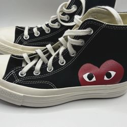 Converse x CDG Comme des Garçons Play Chuck 70 Hi Black Sneakers Size 5 Men/7 W