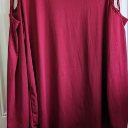 NEW Womens Burgundy XL or 16-18. Straps Over Bare Shoulders. I Love It. But Too Small For Me. Feels Like Polyester, Very Slinky Sexy. 