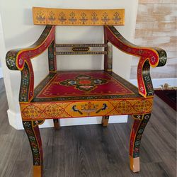 Hand painted wooden arm chair