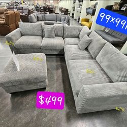 BRAND NEW 4PCS SECTIONAL SOFA SET WITH OTTOMAN AND ACCENT PILLOW INCLUDED $499