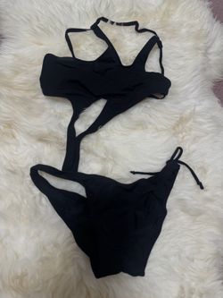 New med black asymmetrical one piece y2k swimsuit festival rave boho scrub