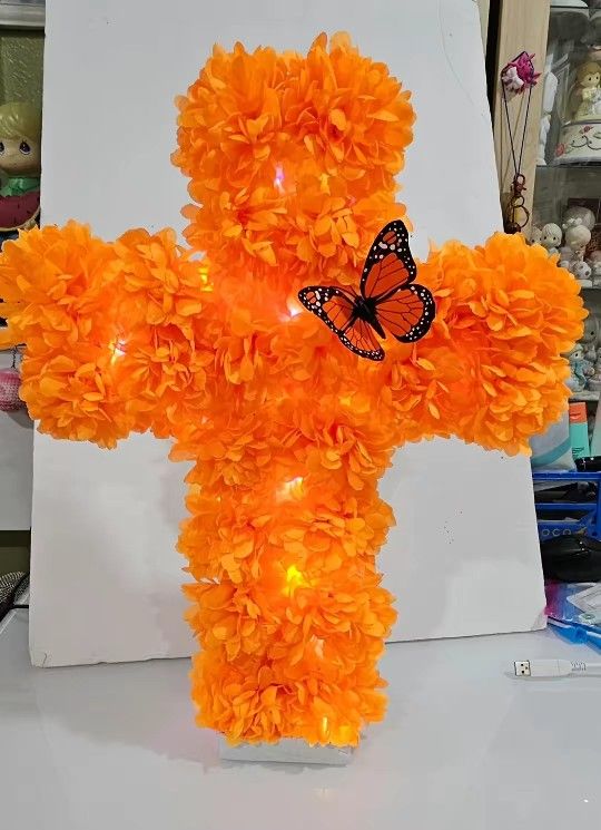 Dia De Los Muertos 20" H Silk Marigold Flower