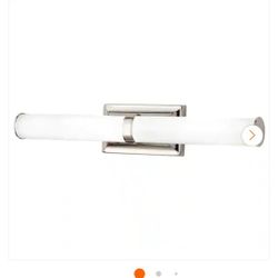 Rolande 100-Watt Equivalent Polished Nickel LED Vanity Light with Tube Etched Glass