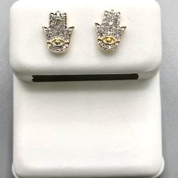 Gold With Diamond Earrings 0.10 CTW