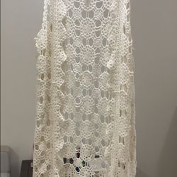 EST. 1946 Ivory Crochet Lace Duster Vest -Large