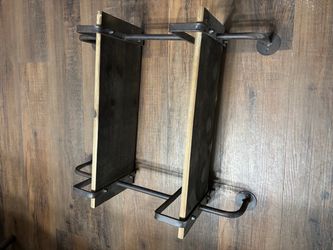 Industrial Wall-Mounted Wood and Metal Shelf