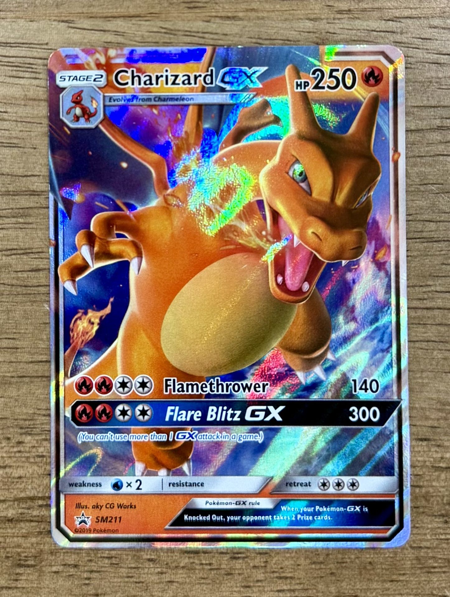 2019 Pokemon Sun & Moon Charizard GX #SM211 Black Star Promo Holo Full Art