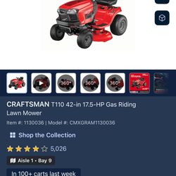 CRAFTSMAN T110 42-in 17.5-HP Gas Riding