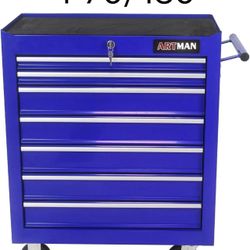 7-Drawer Rolling Tool Cart with Locking Drawers, Blue Metal Storage Cabinet, Mobile Tool Chest Organizer for Garage, Warehouse, Repair Shop, Workshop 