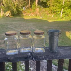 Jars with lids and vase