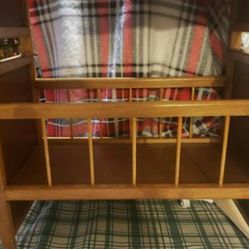2 VINTAGE QUALITY HANDMADE STACKABLE WOOD DOLL BEDS.