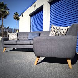 Gray Mid-Century Modern Sectional Sofa