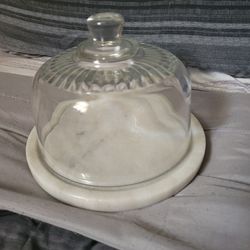 Vintage Marble Cheese Board With Dome 
