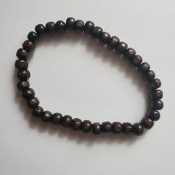 Dark Brown Small Wooden Beaded Bracelet 