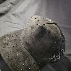 Rhinestone Black Suede Hat 