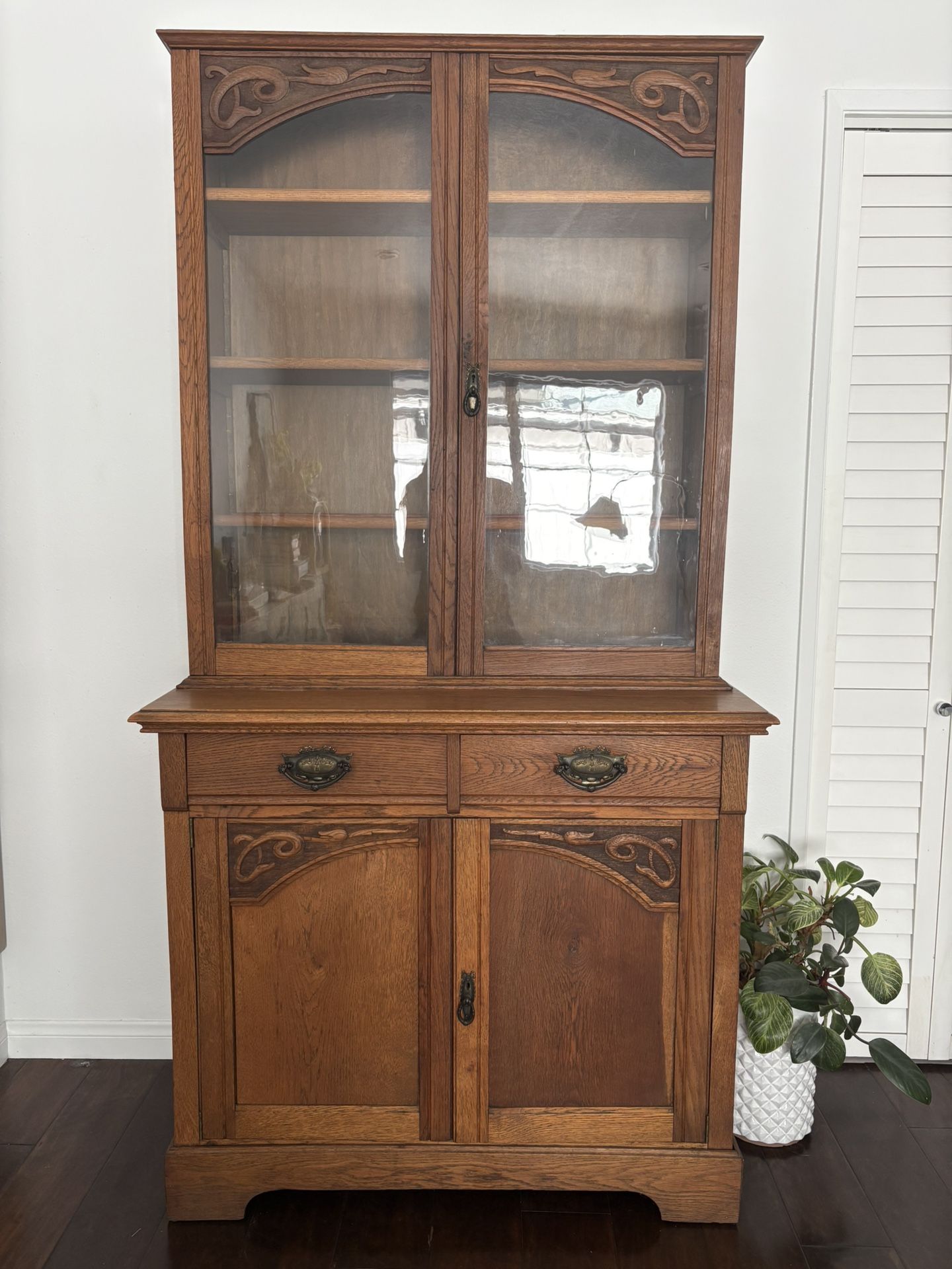 Antique Curio Cabinet French Oak