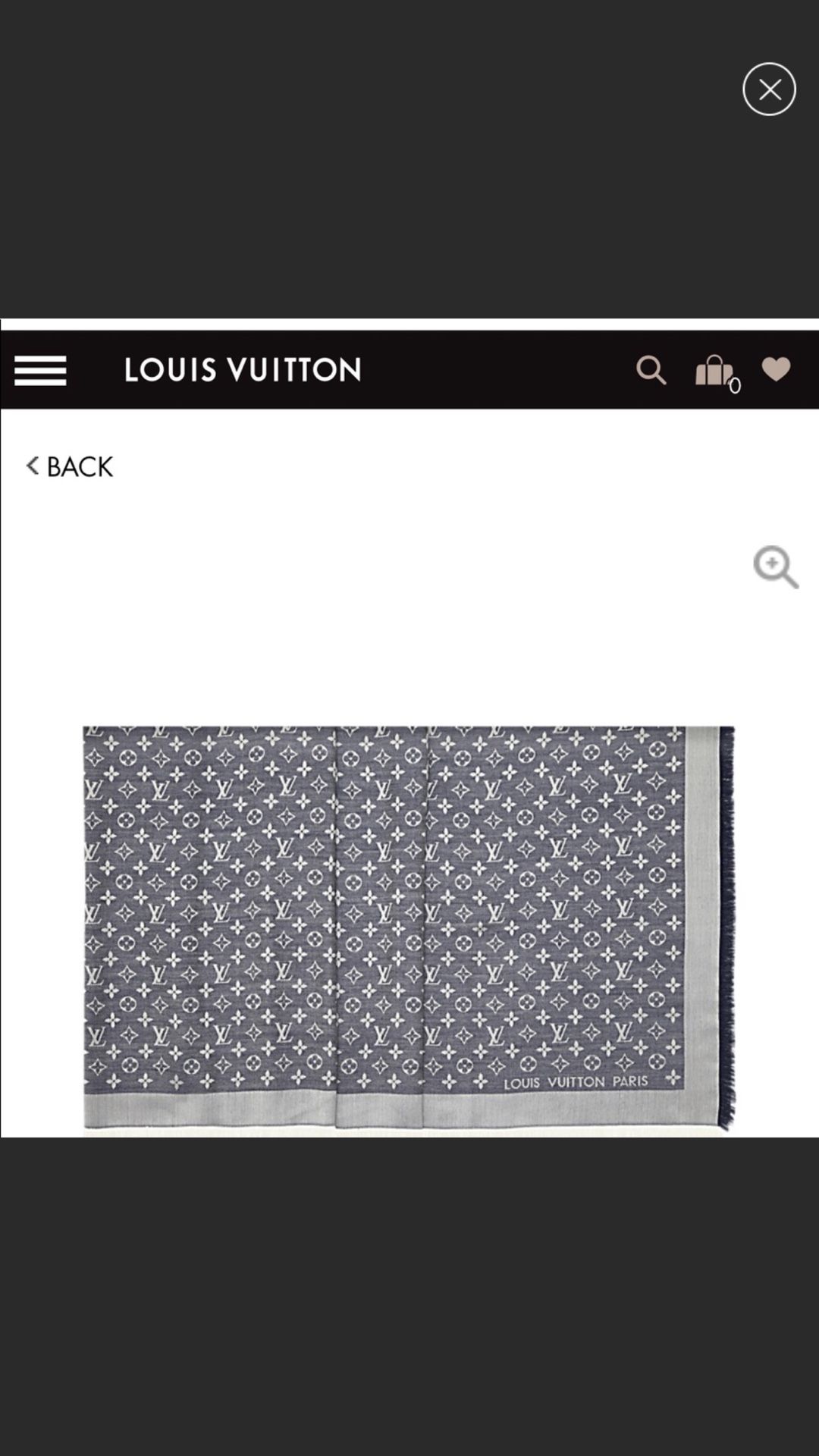 Louis Vuitton silk scarf. 2 side colors, gray and navy blue. 100% authentic. Retail price 595 plus tax.