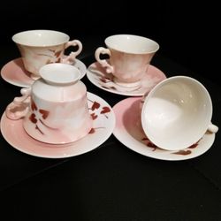 Syracuse China Madam Butterfly Coffee Cups And Saucers Set 