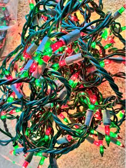Christmas Lights 100ct  32 Ft indoor / outdoor - Each bulb is 2 colors red/green (All are tested) EIGHT BAGS AVAILABLE each $5