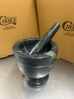 Vintage Dark Green Marble Mortar and Pestle
