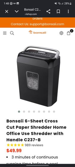Bonsaii 6-Sheet Cross-Cut Paper Shredder C237-B