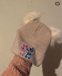 Stitch & Angel Pom Pom Beanie Hat