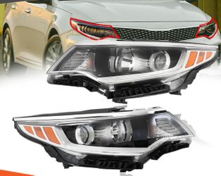 Pair Headlights Assembly 2016 2017 2018 Kia Optima Halogen w/o LED DRL Driver Passenger Side Headlamps
