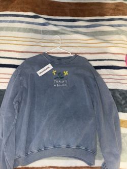 Blue Sweatshirt with Floral Design