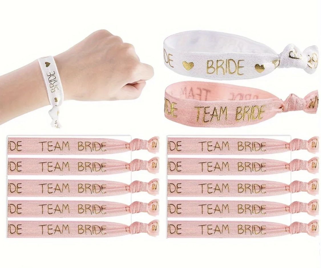 Brand New Brides & Bridesmaid Hair Tie Bracelets Set Of 11
