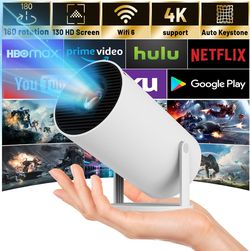Mini Projector with WiFi and Bluetooth｜Outdoor Portable Projector 1080P/4K Support｜Smart Projector with Auto Keystone Correction｜Home/Movie Projector 