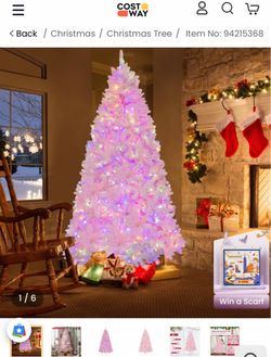Costway 7 FT Flocked Artificial Christ Ask Mylow with 500 LED Lights 1200 Branch Tips