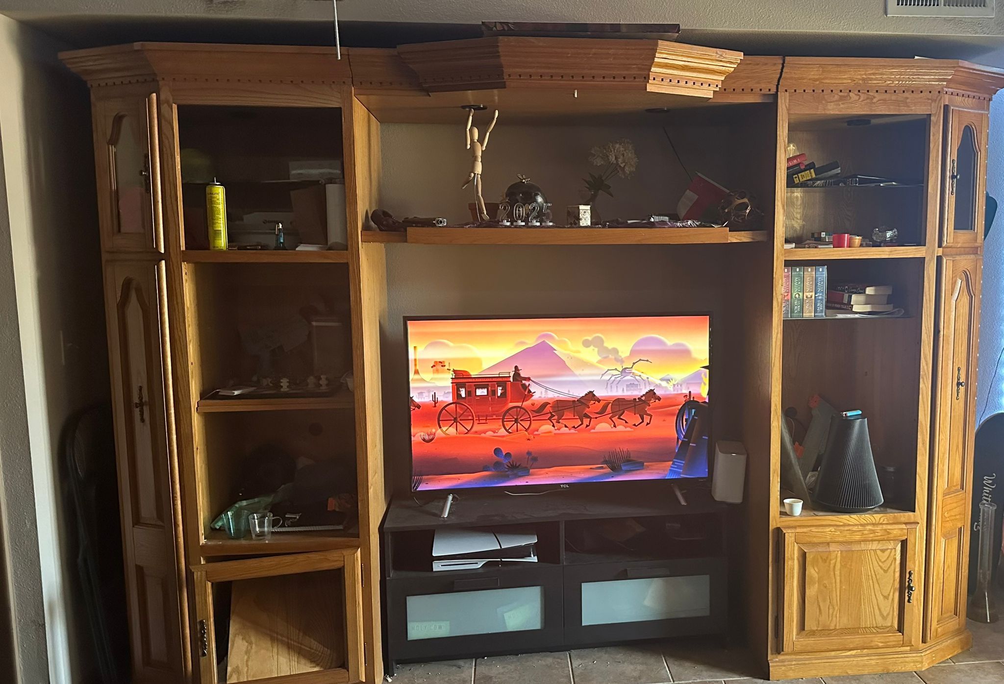 4K TCL TV with Surround Sound Speaker & Elegant Solid Wood Entertainment Center