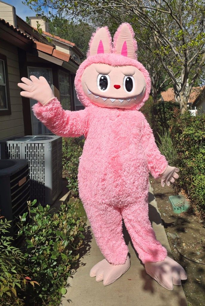 Pink Labubu Monster Mascot Mascot For Sale