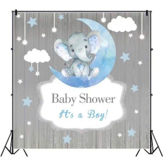 Baby Shower Boy Elephant Backdrop